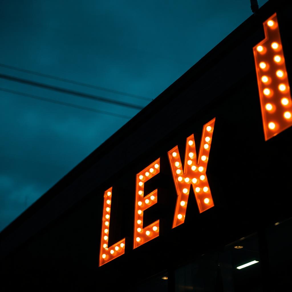 Oplyste LED-bogstaver på facade ved skumring